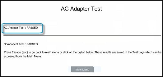 Example of AC Adapter Test results