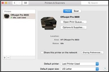  Example of the Printers & Scanners window