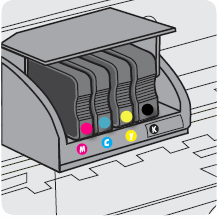 Image: Colored dot on cartridge label should match the colored dot on the carriage slot